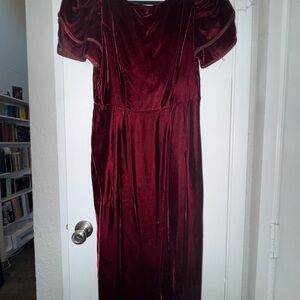 Vintage Velvet Burgundy Midi Dress